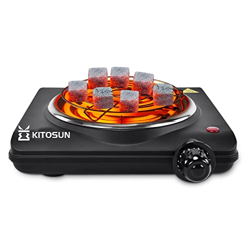 KITOSUN Electric Charcoal Burner - Single Coil Hot Plate Charcoal Starter Cooking Heater Stainless with Steel Grill ETL Certified Countertop Cooktop for Home Kitchen BBQ RV