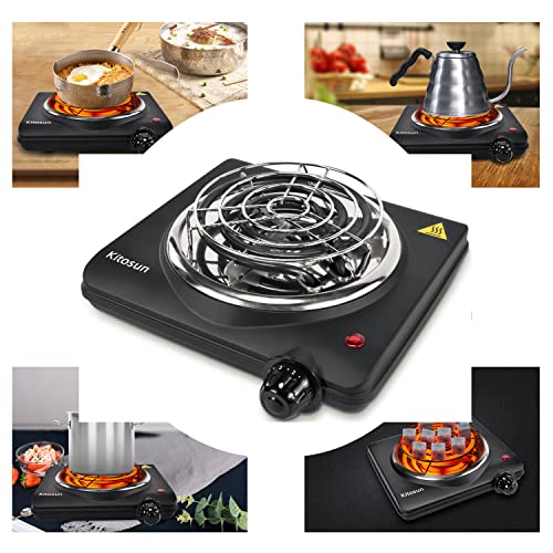 KITOSUN Electric Charcoal Burner - Single Coil Hot Plate Charcoal Starter Cooking Heater Stainless with Steel Grill ETL Certified Countertop Cooktop for Home Kitchen BBQ RV