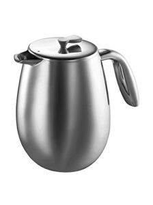 bodum columbia coffee maker, thermal french press coffee maker, stainless steel, 51 ounce (12 cup)