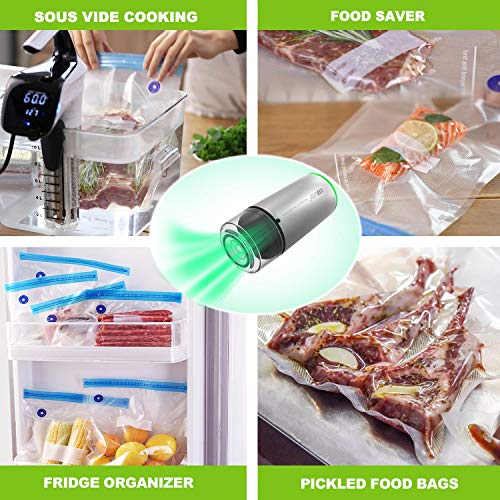 VMSTR Vacuum Sealer Machine, Rechargeable food saver vacuum sealer machine, Portable Handheld food sealer For Sous Vide Cooking, Sous Vide Bags food Storage Set 10 PCS