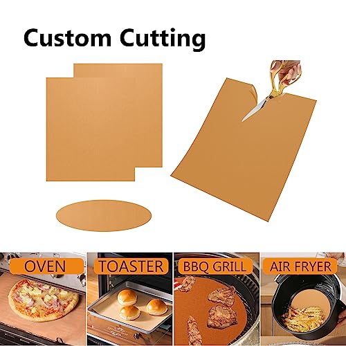 UBeesize 2 Pack Large Copper Oven Liners for Bottom of Oven BPA and PFOA Free，16"x24" Thick Heavy Duty Non Stick Teflon Oven Mats for Electric, Gas, Toaster，Convection, Microwave Ovens and Grills
