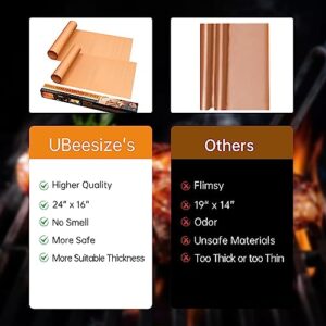 UBeesize 2 Pack Large Copper Oven Liners for Bottom of Oven BPA and PFOA Free，16"x24" Thick Heavy Duty Non Stick Teflon Oven Mats for Electric, Gas, Toaster，Convection, Microwave Ovens and Grills