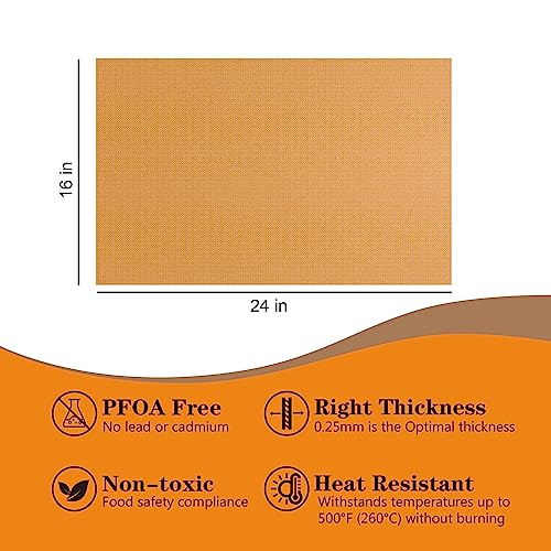 UBeesize 2 Pack Large Copper Oven Liners for Bottom of Oven BPA and PFOA Free，16"x24" Thick Heavy Duty Non Stick Teflon Oven Mats for Electric, Gas, Toaster，Convection, Microwave Ovens and Grills