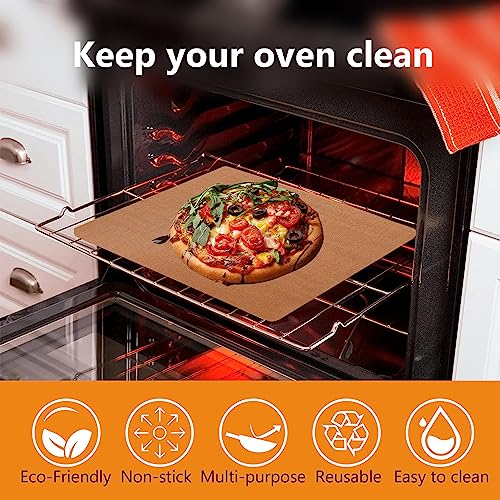 UBeesize 2 Pack Large Copper Oven Liners for Bottom of Oven BPA and PFOA Free，16"x24" Thick Heavy Duty Non Stick Teflon Oven Mats for Electric, Gas, Toaster，Convection, Microwave Ovens and Grills