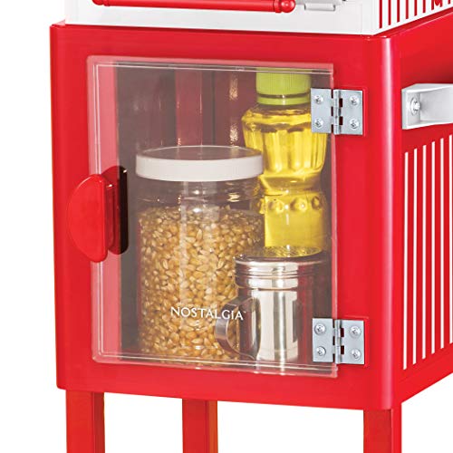 Nostalgia Popcorn Maker Machine - Professional Cart With 2.5 Oz Kettle Makes Up to 10 Cups - Vintage Popcorn Machine Movie Theater Style - Red