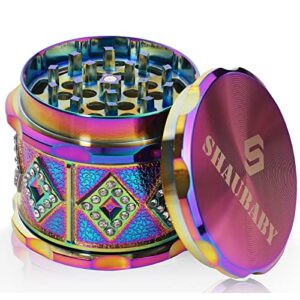 ShauBaby Spice Grinder, 2.5-Inch 4 Piece Zinc Alloy Grinder with Storage Container