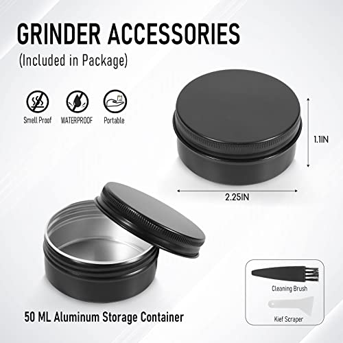 ShauBaby Spice Grinder, 2.5-Inch 4 Piece Zinc Alloy Grinder with Storage Container