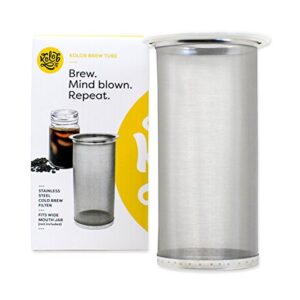 brew tube - cold brew coffee maker - 1 or 2 quart stainless steel mesh reusable filter for wide mouth glass mason jar