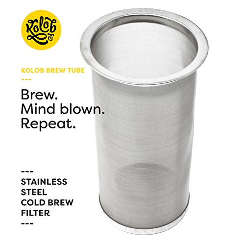 Brew Tube - Cold Brew Coffee Maker - 1 or 2 Quart Stainless Steel Mesh Reusable Filter for Wide Mouth Glass Mason Jar