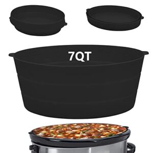 silicone slow cooker liners fit crock-pot 7-8 quart oval silicone crockpot liner,food-grade material,reusable & leak proof dishwasher safe cooking liner for 7 quart crock pot. (black)