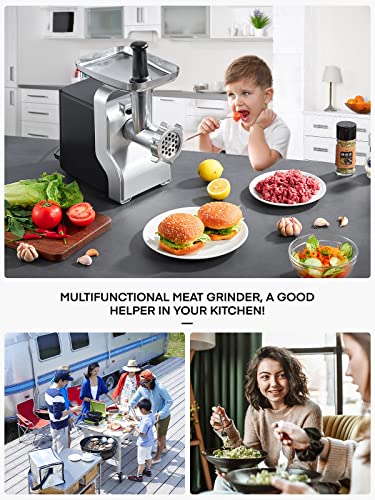 Meat Grinder Heavy Duty, 3000W Max Ultra Powerful, 5 in 1 HOUSNAT Multifunction Electric Meat Grinder, Sausage Stuffer, Slicer/Shredder/Grater, Kubbe & Tomato Juicing Kits, Home Kitchen Use