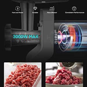 Meat Grinder Heavy Duty, 3000W Max Ultra Powerful, 5 in 1 HOUSNAT Multifunction Electric Meat Grinder, Sausage Stuffer, Slicer/Shredder/Grater, Kubbe & Tomato Juicing Kits, Home Kitchen Use