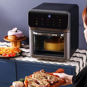 Air Fryer TXQULA Air Fryer Toaster Oven 10-Quart 7-in-1 Air Fryer Convection Oven,Rotisserie,Roast,Bake,Dehydrate,12 Cooking Presets, Large Easy-View Window,with Accessories&Recipes,Black
