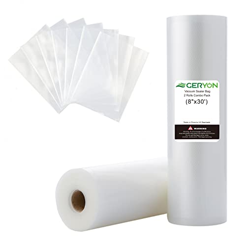 GERYON Vacuum Sealer Bags, 2 Pack 8x30ft Vacuum Sealer Roll Food Sealer Bags for All Vacuum Sealer Machine,BPA free,heavy duty