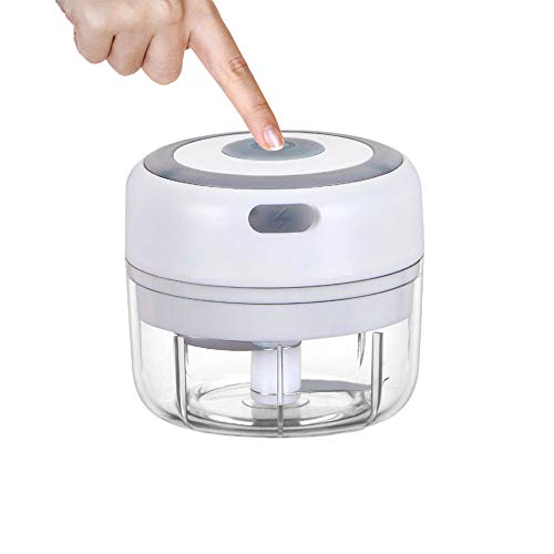 Mini Garlic Chopper, Powerful Garlic Mincer Mini Chopper Electric Food and Onion Chopper Garlic Press Small Food Processor to Chop Fruits Vegetables Garlic Onion for Cocina Accesorios (white)