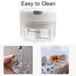 Mini Garlic Chopper, Powerful Garlic Mincer Mini Chopper Electric Food and Onion Chopper Garlic Press Small Food Processor to Chop Fruits Vegetables Garlic Onion for Cocina Accesorios (white)