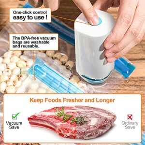 Handheld Vacuum Sealer, Portable Vacuum Sealer for Food, Save Sealer Food Vacuum Kit with 10 Reusable Sous Vide Bags