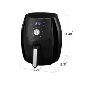 CRUX 6 Qt Digital Air Fryer with Nonstick Removable Dishwasher Safe Pan and Crisping Tray, Auto Shutoff Timer and Audible Alarm, Adjustable Temperature Control, Black