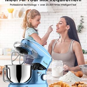 Facelle Electric Stand Mixer, 660W 6 Speed Kitchen Mixer with Pulse Button, Attachments include 6.5 Quart Bowl, Dishwasher Safe Flat Beater, Dough Hook, Wire Whisk & Splash Guard, for Dough, Baking,Cakes,Cookie, Blue