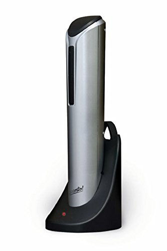 Ozeri Pro Electric Bottle Opener with Wine Pourer, Stopper, Foil Cutter, and Elegant Recharging Stand, Silver