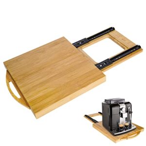 bamboo kitchen appliances slider,save counter space,underneath cabinet countertop appliance sliding tray for heavy espresso coffee maker pot k-pod holder toaster blender air fryer stand mixer