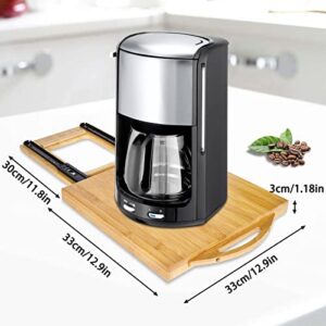 Bamboo Kitchen Appliances Slider,Save Counter Space,Underneath Cabinet Countertop Appliance Sliding Tray for Heavy Espresso Coffee Maker Pot K-Pod Holder Toaster Blender Air Fryer Stand Mixer