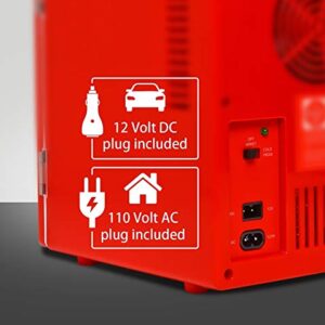 Coca-Cola Classic Coke Bottle 4L Mini Fridge w/ 12V DC and 110V AC Cords, 6 Can Portable Cooler, Personal Travel Refrigerator for Snacks Lunch Drinks Cosmetics, Desk Home Office Dorm, Red