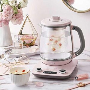 Bear YSH-C18R1 Health-Care Beverage Tea Maker and Kettle, Electric Kettle with Infuser, 316 Stainless Steel & Glass Brew Cooker, 8-in-1 Programmable, 4 Range Temperature Warming Function, 1.8L, Pink