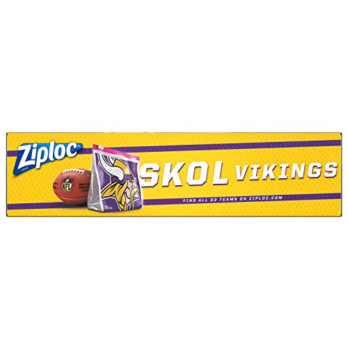 Ziploc Slider Storage Gallon Bag, Great for Grab-and-go Snacking, Tailgating or homegating, 20 Count- NFL Minnesota Vikings