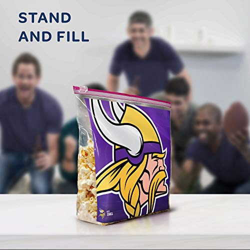 Ziploc Slider Storage Gallon Bag, Great for Grab-and-go Snacking, Tailgating or homegating, 20 Count- NFL Minnesota Vikings
