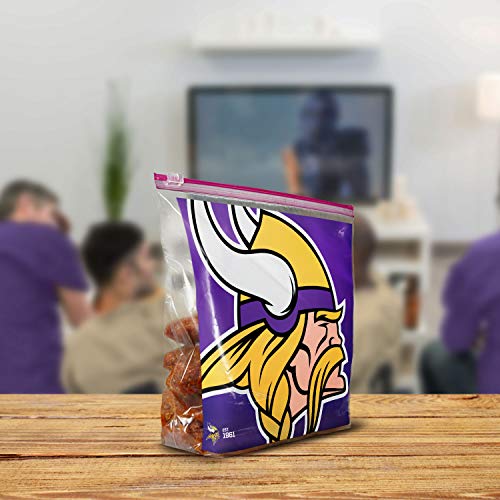 Ziploc Slider Storage Gallon Bag, Great for Grab-and-go Snacking, Tailgating or homegating, 20 Count- NFL Minnesota Vikings