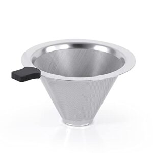 insintar pour over coffee dripper reusable stainless steel pour over coffee maker cone coffee dripper slow drip paperless coffee filter for 1-2cup