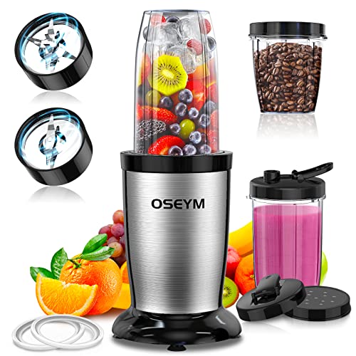 OSEYM Bullet Blender for Shakes and Smoothies,850W Smoothie Blenders for Kitchen,19-In-1 Personal Blender for Protein Frozen Ice Drinks Baby Food with 2 * 20 Oz & 1 * 10 Oz To-Go Cups,BPA-Free (Silver-Black)