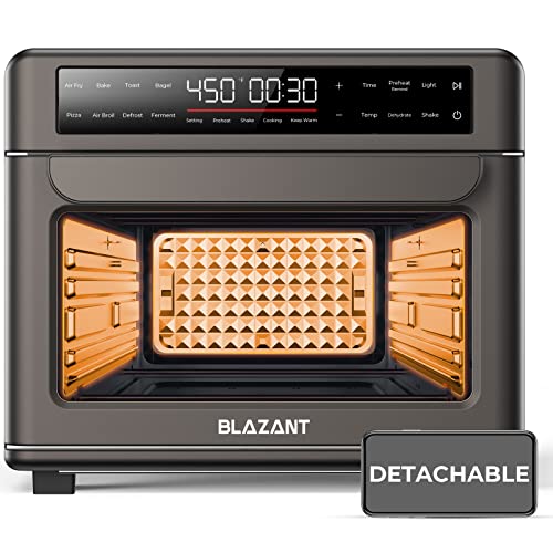 Large Capacity Toaster Oven Countertop, Dishwasher Safe Detachable Panel, 26QT Air Fryer Toaster Oven Combo, Drumstick Grill Accessories, With Ary Fry, Bake, Toast, Bagel, Pizza, Broil, Defrost, BLAZANT T-26