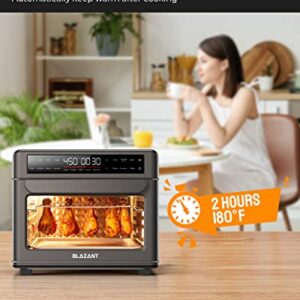 Large Capacity Toaster Oven Countertop, Dishwasher Safe Detachable Panel, 26QT Air Fryer Toaster Oven Combo, Drumstick Grill Accessories, With Ary Fry, Bake, Toast, Bagel, Pizza, Broil, Defrost, BLAZANT T-26