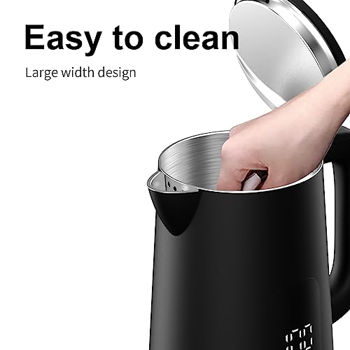 Onlicuf Temperature Control Electric Kettle, 304 Stainless Steel Interior Tea Kettle & Hot Water Boiler with Display, Auto-Off & Boil-Dry Protection, 1.7L, Keep Warm, Fast Boiling, BPA Free.