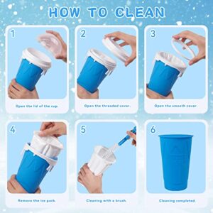 QCLTY Slushy Maker Cup, DIY Homemade Slushy Squeeze Cup 500ML- TIK TOK Quick Frozen Magic Cup Double Layer Squeeze Slushie Cup with Lid & Straw for Milk Shake, Smoothies, Ice Cream (Blue)