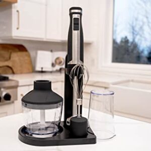 Blendtec Immersion Blender - Handheld Stick Blender, Whisk, and Food Processor - Includes 3 Attachments, 20 oz BPA-Free Jar, and Storage Tray - Stainless Steel