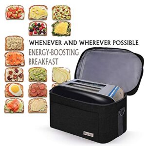 BAGLHER丨Toaster Storage Bag,Carrying Bag,Compatible With Most 2-slice Toasters,With a Front Accessory Bag,Which can Hold Accessories and Jam.Black, 12× 7× 7.5 inches