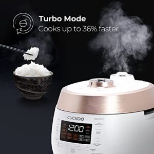 Cuckoo CRP-RT0609FW 6 cup Twin Pressure Plate Rice Cooker & Warmer with High Heat, GABA, Mixed, Scorched, Turbo, Porridge, Baby Food, Steam (Hi/NonPress.) and more, Made in Korea (White)