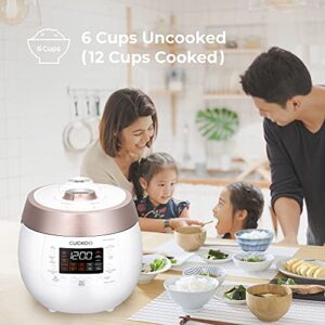 Cuckoo CRP-RT0609FW 6 cup Twin Pressure Plate Rice Cooker & Warmer with High Heat, GABA, Mixed, Scorched, Turbo, Porridge, Baby Food, Steam (Hi/NonPress.) and more, Made in Korea (White)