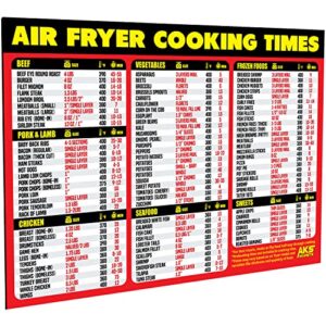 air fryer magnetic cheat sheet - large print easy to read airfryer accessory - air fryer cooking times chart magnet, air fryer cookbook guide, air fryer cheat sheet, air fryer oven accessories (red)