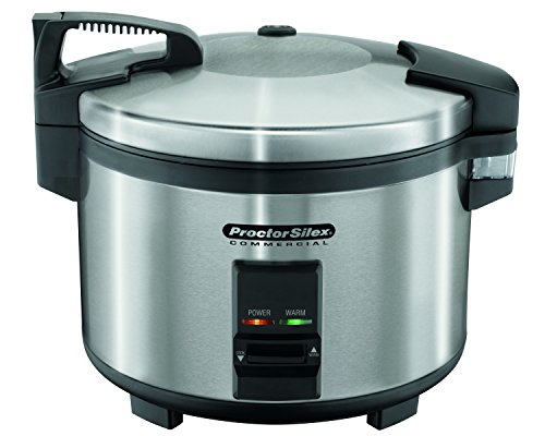 Proctor Silex Commercial 37540 Rice Cooker/Warmer, 40 Cups Cooked Rice, Non-Stick Pot, Hinged Lid, Stainless Steel Housing