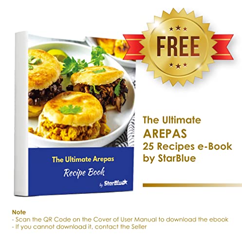 Arepa Maker and Mini Pancake Maker by StarBlue with FREE Arepa Recipes eBook - Quick and Electric Arepa Maker making 5 Venezuela and Colombia styles Arepas in 6 minutes AC 120V 60Hz 1200W