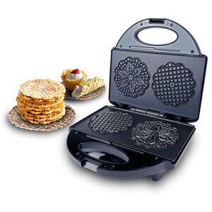 finemade pizzelle maker with non-stick coating, electric pizzelle cookie baker press with snowflake pattern, make two 4 inch traditional italian waffle cookies at once, recipe included