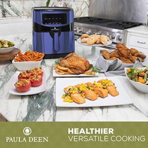 Paula Deen Stainless Steel 10 QT Digital Air Fryer (1700 Watts), LED Display, 10 Preset Cooking Functions, Ceramic Non-Stick Coating, Auto Shut-Off, 50 Recipes (Blue Stainless)