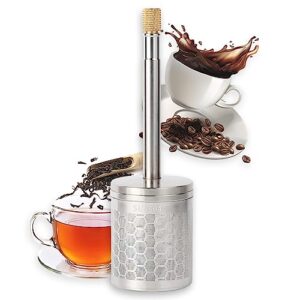 portable french coffee and tea press maker, stainless steel coffee filter and tea press maker, reusable full bodied coffee press maker for trips, camping, work & school stainless steel