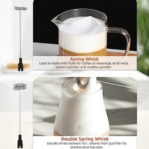 KURSINNA Electric Rechargeable Milk Frother Handheld, USB-Charge Hand Frother with 2 Stainless Whisks, Manual Foam Maker for Coffee Lattes, Matcha, Cappuccino (3 Speed with USB Charge)