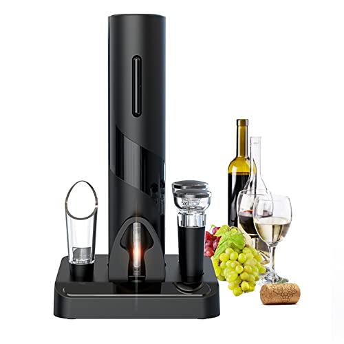 Electric Wine Opener Set, Automatic Corkscrew Opener Kit, Battery Operated Openers for Wine Bottles with Foil Cutter, Wine Aerator Pourer, Vacuum Stoppers. 5-in-1 multifunctional wine accessories