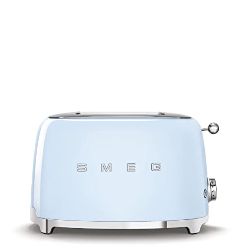 Smeg TSF01PBUS 50's Retro Style Aesthetic 2 Slice Toaster, Pastel Blue